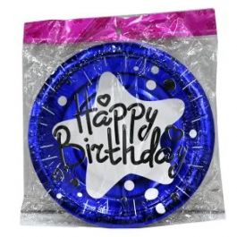 Silver Happy Birthday Plates Plastic 10 Pack 26cm main image 0